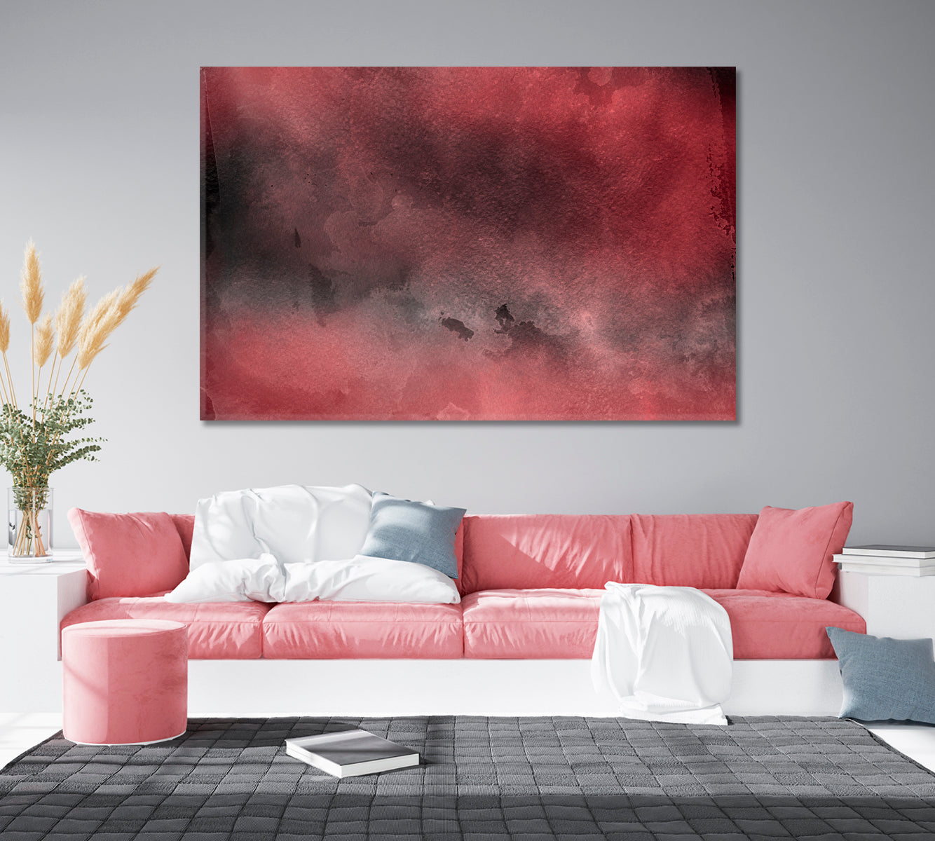 Abstract Red Watercolor Splatter Canvas Print-Canvas Print-CetArt-1 Panel-24x16 inches-CetArt