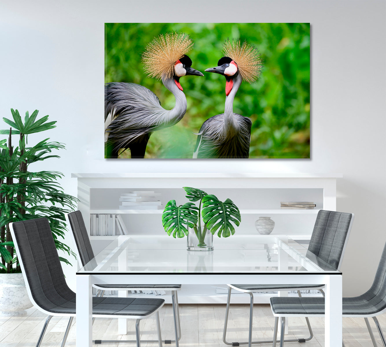 Grey Crowned Crane Birds Canvas Print-Canvas Print-CetArt-1 Panel-24x16 inches-CetArt