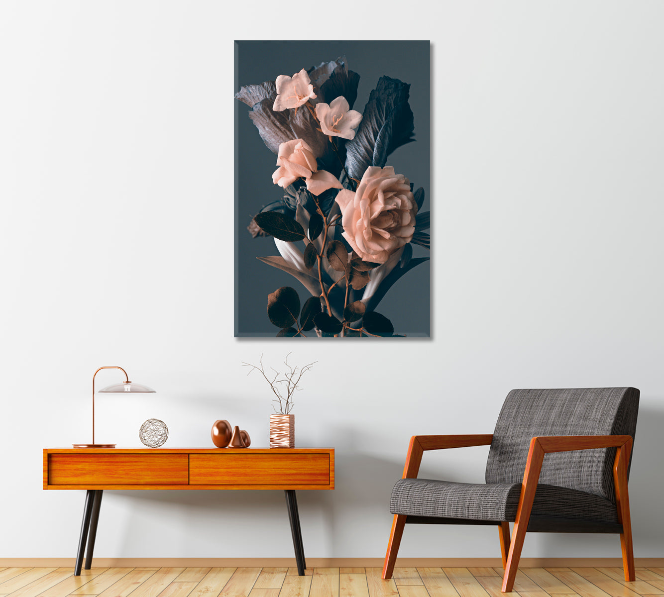 Vintage Roses Flowers Canvas Print-Canvas Print-CetArt-1 panel-16x24 inches-CetArt