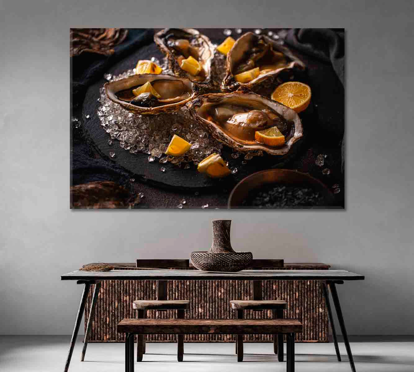 Oysters with Ice and Lemon Canvas Print-Canvas Print-CetArt-1 Panel-24x16 inches-CetArt