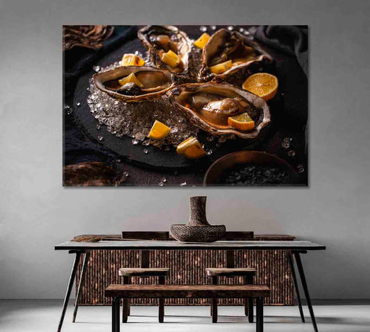 Oysters with Ice and Lemon Canvas Print-Canvas Print-CetArt-1 Panel-24x16 inches-CetArt