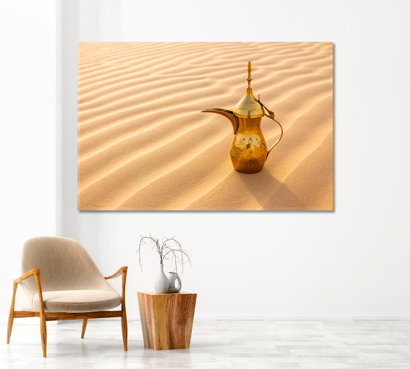 Vintage Arabic Teapot in the Desert Canvas Print-Canvas Print-CetArt-1 Panel-24x16 inches-CetArt