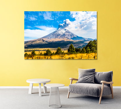 Active Popocatepetl Volcano in Mexico Canvas Print-Canvas Print-CetArt-1 Panel-24x16 inches-CetArt