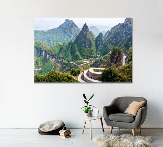 Winding Road of Tianmen Mountain Zhangjiajie National Park Hunan China Canvas Print-Canvas Print-CetArt-1 Panel-24x16 inches-CetArt