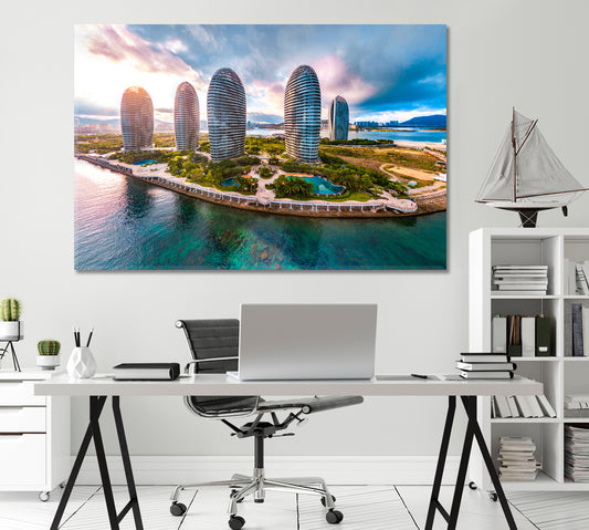 Modern Architecture Buildings on Sanya Phoenix Island China Canvas Print-Canvas Print-CetArt-1 Panel-24x16 inches-CetArt