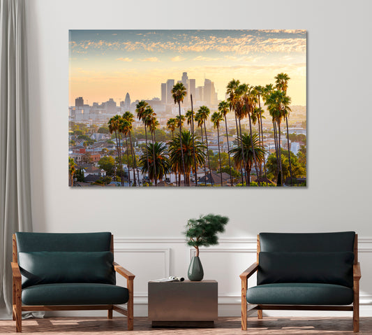 Downtown Los Angeles Skyline at Sunset Canvas Print-Canvas Print-CetArt-1 Panel-24x16 inches-CetArt