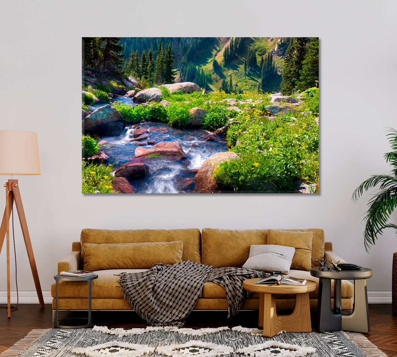 Nature Landscape with Boulder Creek River Canvas Print-Canvas Print-CetArt-1 Panel-24x16 inches-CetArt
