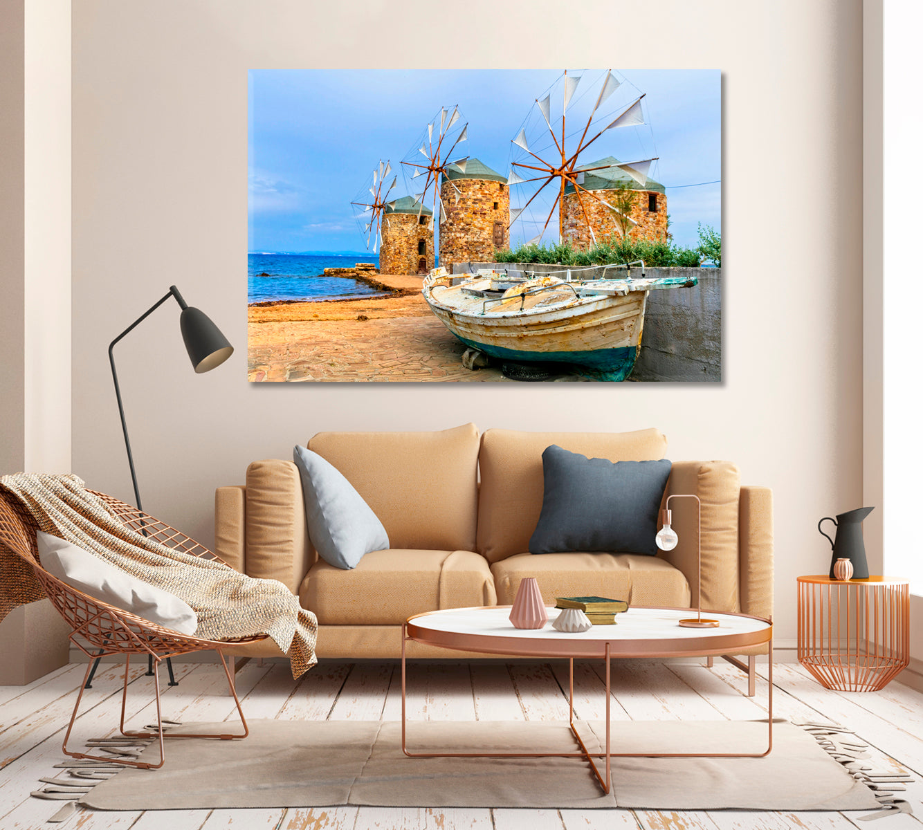 Old Windmills of Chios Island Greece Canvas Print-Canvas Print-CetArt-1 Panel-24x16 inches-CetArt