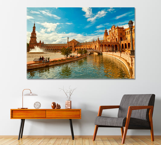 Spain Square in Seville Canvas Print-Canvas Print-CetArt-1 Panel-24x16 inches-CetArt