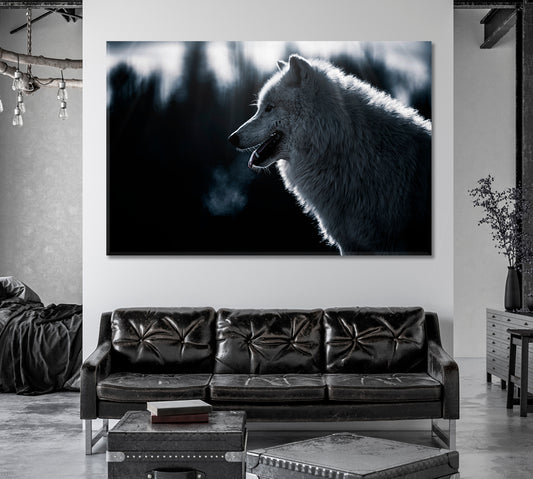 Arctic Wolf in Forest Canvas Print-Canvas Print-CetArt-1 Panel-24x16 inches-CetArt
