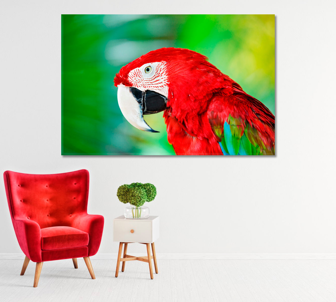 Red Exotic Parrot Macaw Canvas Print-Canvas Print-CetArt-1 Panel-24x16 inches-CetArt