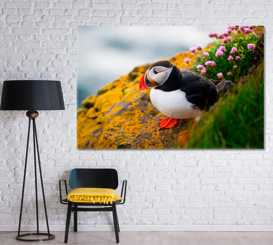 Puffin Seabird Canvas Print-Canvas Print-CetArt-1 Panel-24x16 inches-CetArt