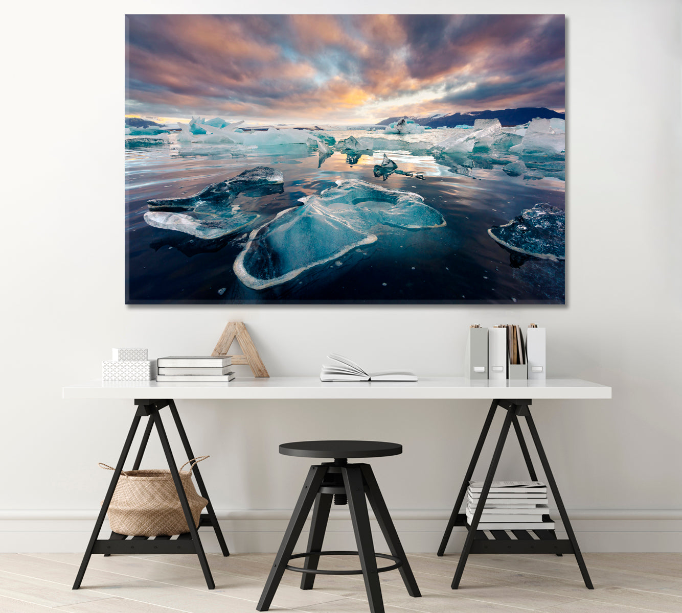 Icebergs in Jokulsarlon Glacial Lagoon Southeast Iceland Canvas Print-Canvas Print-CetArt-1 Panel-24x16 inches-CetArt