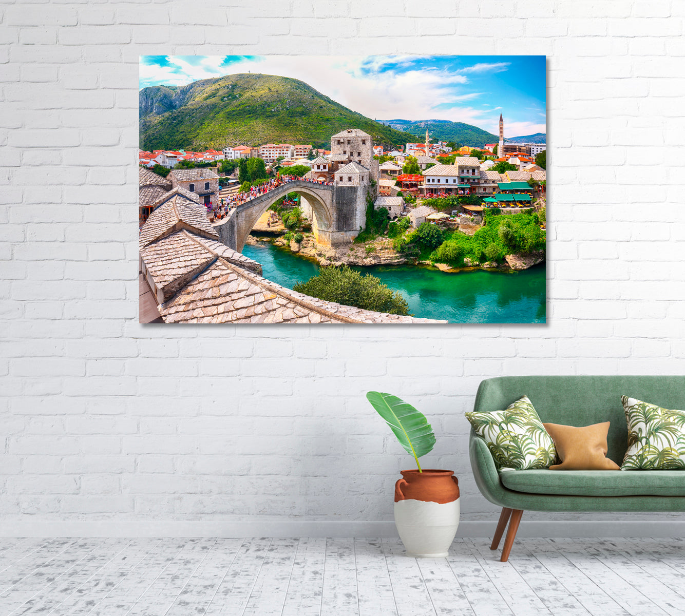 Mostar Bridge Old Town Bosnia and Herzegovina Europe Canvas Print-Canvas Print-CetArt-1 Panel-24x16 inches-CetArt