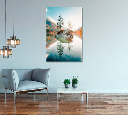 Beautiful Lake Hintersee at Sunset Berchtesgaden Bavaria Germany Canvas Print-Canvas Print-CetArt-1 panel-16x24 inches-CetArt