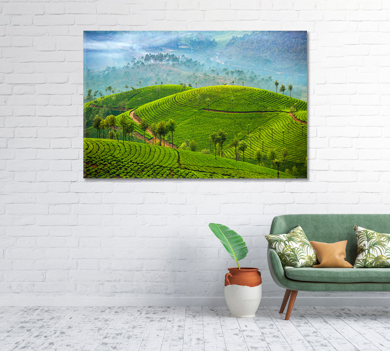 Tea Plantations in Munnar India Canvas Print-Canvas Print-CetArt-1 Panel-24x16 inches-CetArt