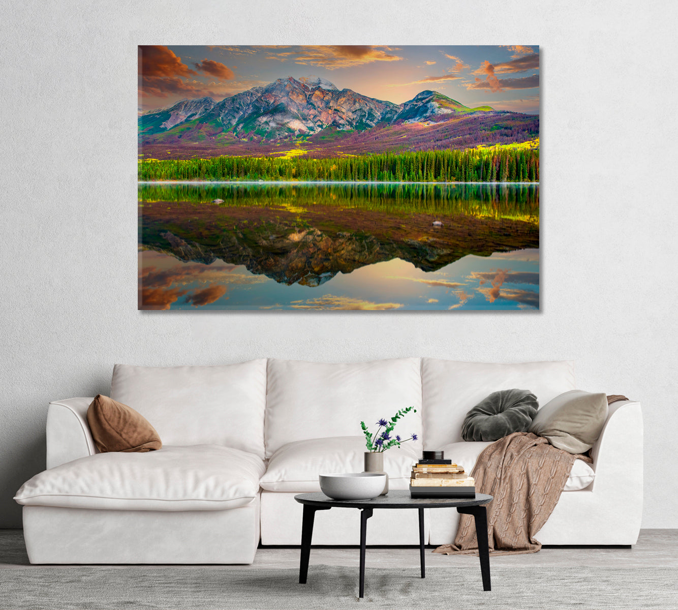 Sunrise at Pyramid Lake Jasper Alberta Canada Canvas Print-Canvas Print-CetArt-1 Panel-24x16 inches-CetArt