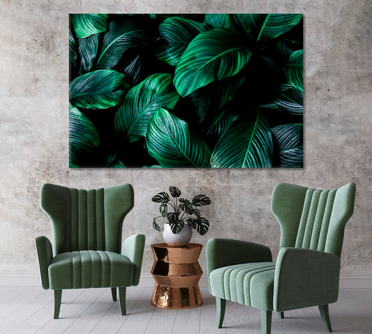 Big Green Tropical Leaf Canvas Print-Canvas Print-CetArt-1 Panel-24x16 inches-CetArt