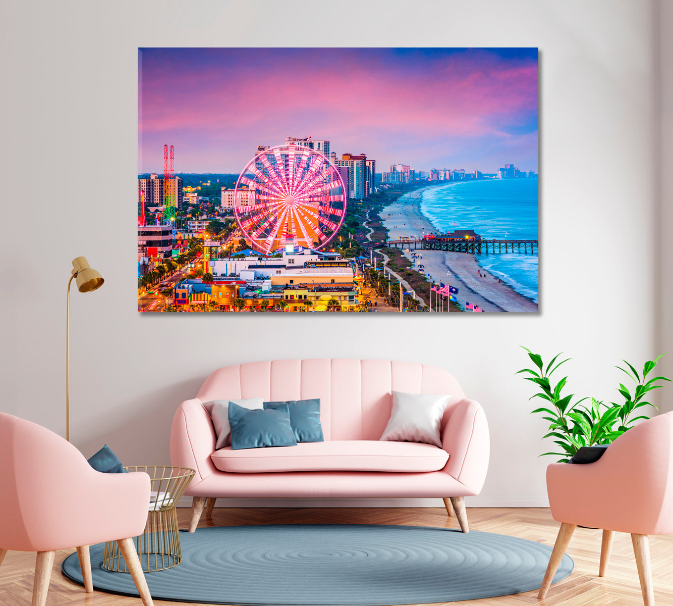 Colorful Waterfront Myrtle Beach USA Canvas Print-Canvas Print-CetArt-1 Panel-24x16 inches-CetArt