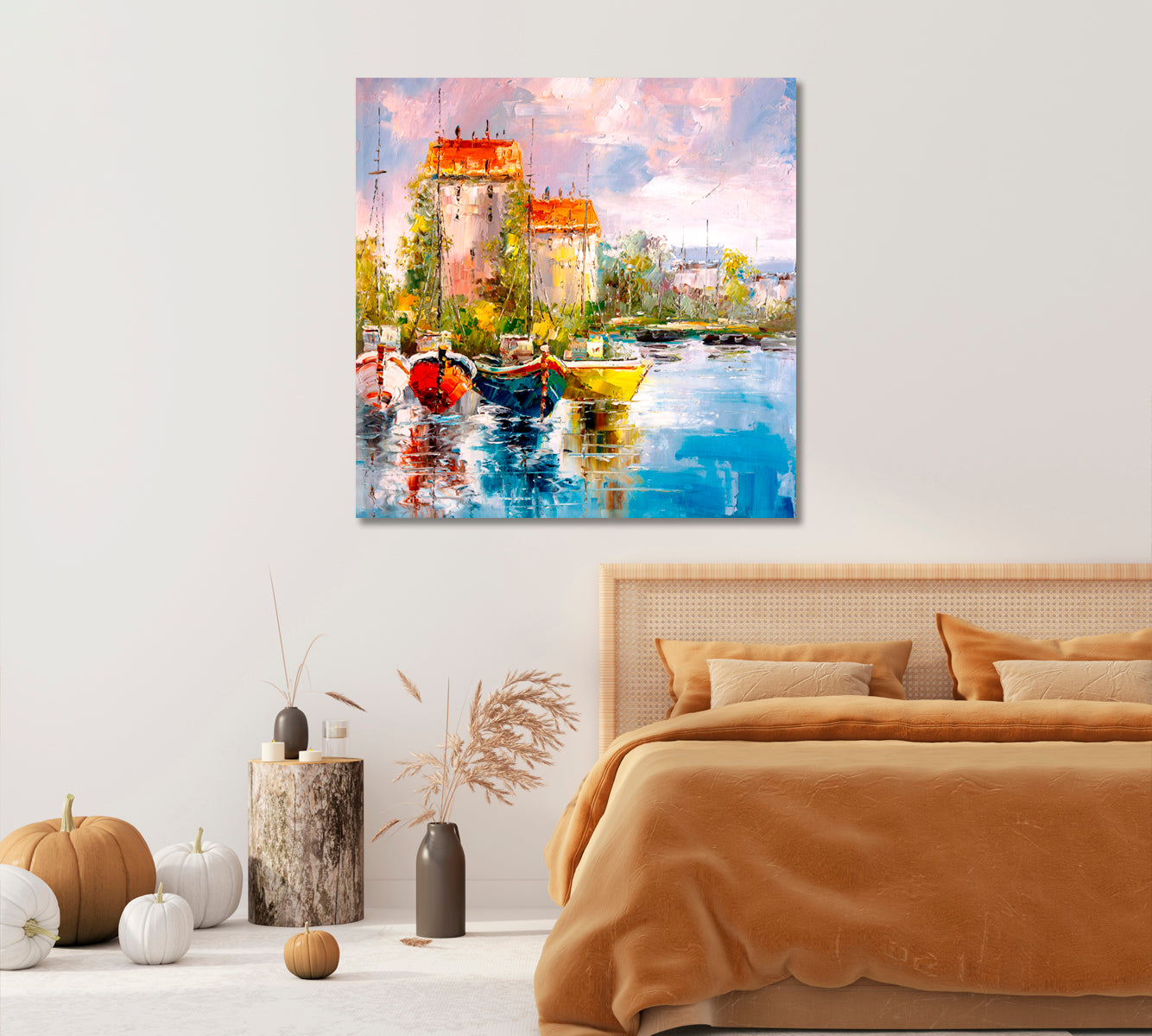 Beautiful Harbor Canvas Print-Canvas Print-CetArt-1 panel-12x12 inches-CetArt