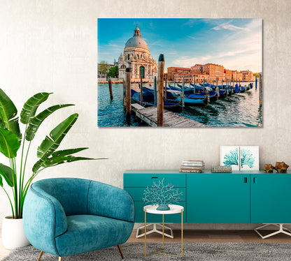 Gondolas and Santa Maria Della Salute Church Venice Italy Canvas Print-Canvas Print-CetArt-1 Panel-24x16 inches-CetArt