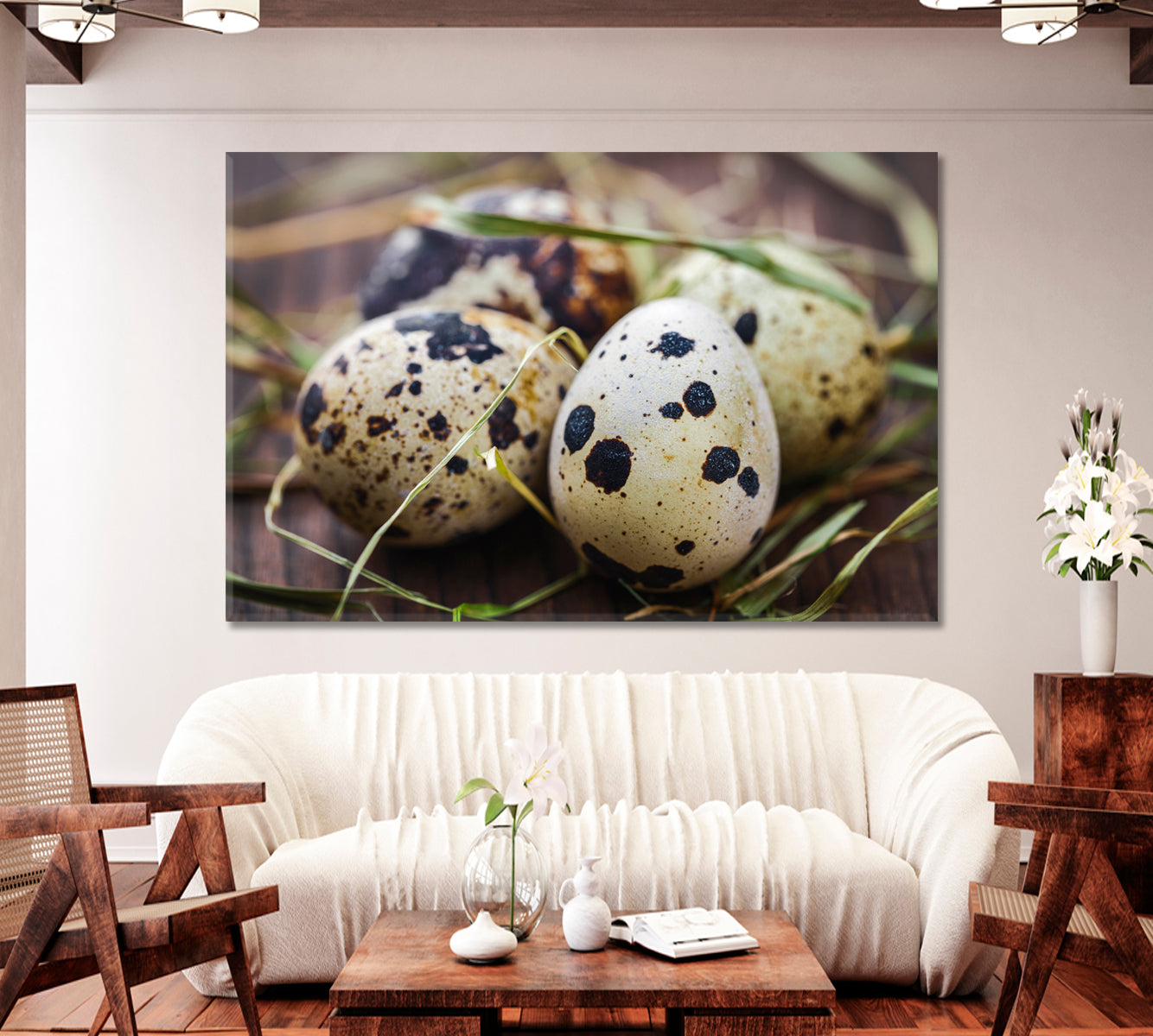 Quail Eggs Canvas Print-Canvas Print-CetArt-1 Panel-24x16 inches-CetArt
