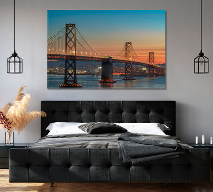 Bay Bridge Sunset San Francisco Canvas Print-Canvas Print-CetArt-1 Panel-24x16 inches-CetArt
