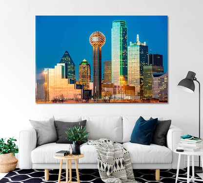 Dallas Skyline at Sunset USA Canvas Print-Canvas Print-CetArt-1 Panel-24x16 inches-CetArt