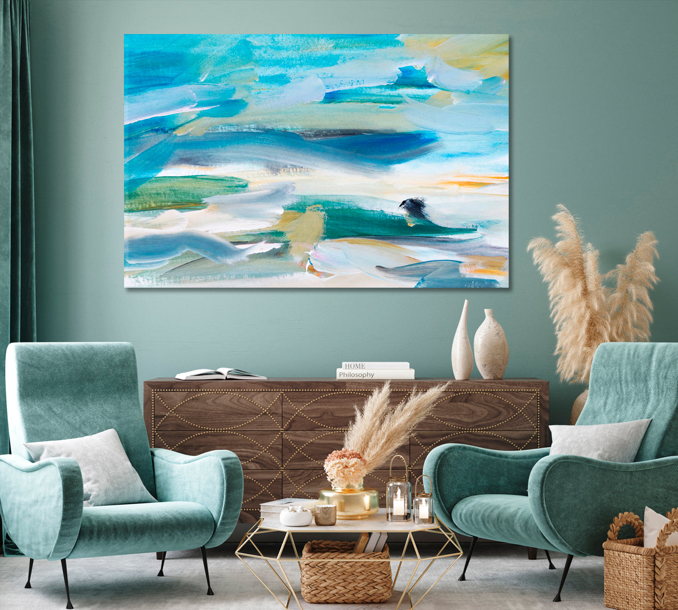 Abstract Blue Sea Canvas Print-Canvas Print-CetArt-1 Panel-24x16 inches-CetArt