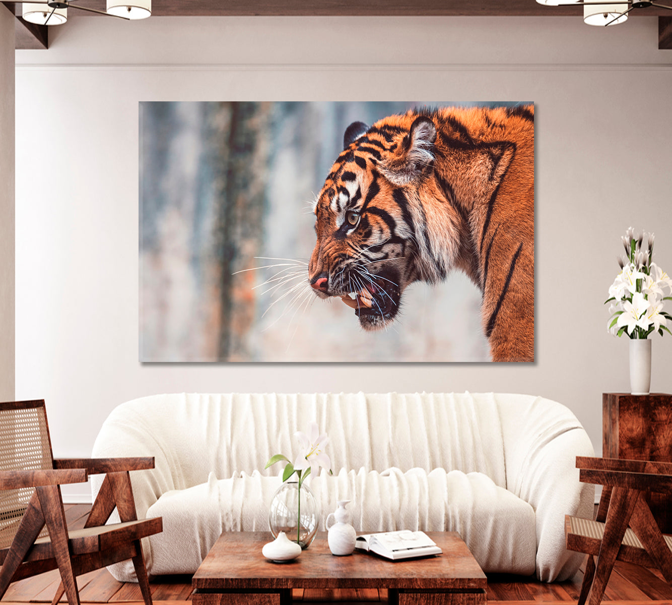 Angry Sumatran Tiger Canvas Print-Canvas Print-CetArt-1 Panel-24x16 inches-CetArt
