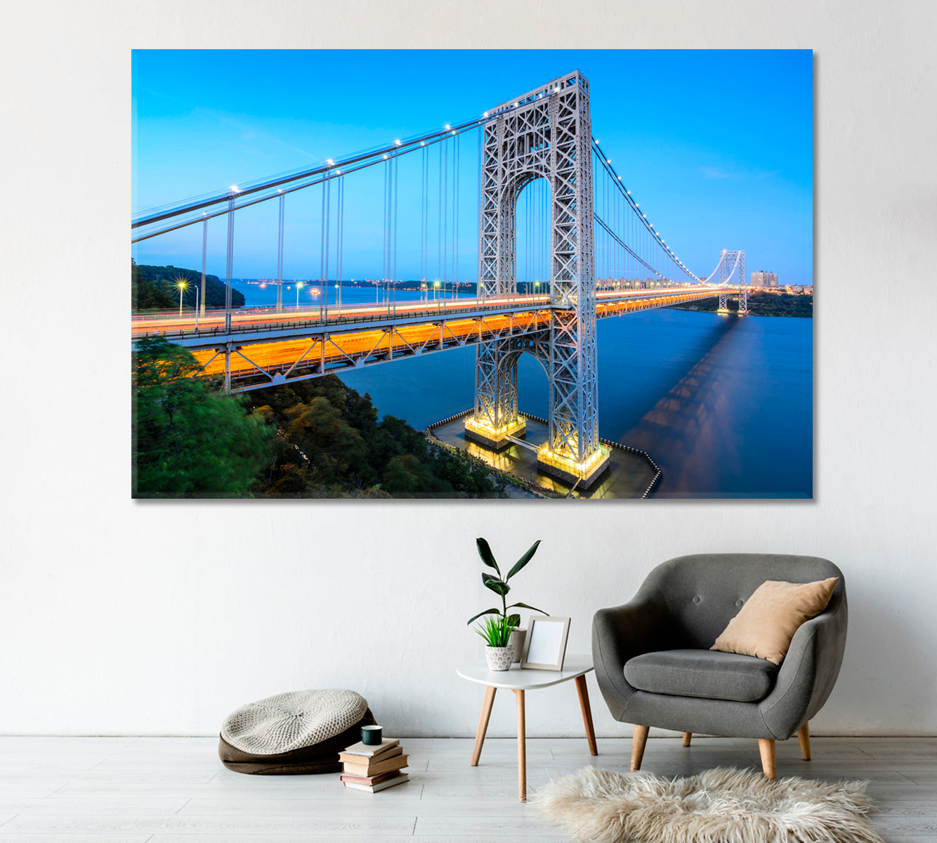 George Washington Bridge the Hudson River New York Canvas Print-Canvas Print-CetArt-1 Panel-24x16 inches-CetArt