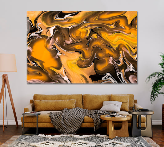 Abstract Brown Marble Wavy Pattern Canvas Print-Canvas Print-CetArt-1 Panel-24x16 inches-CetArt