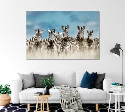 Zebra Herd in Savannah Serengeti Africa Canvas Print-Canvas Print-CetArt-1 Panel-24x16 inches-CetArt