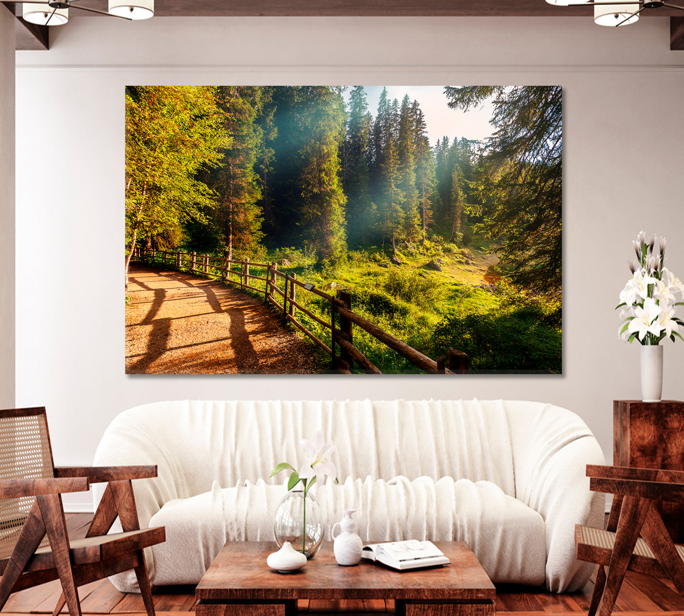 Picturesque Forest in Sunlight Canvas Print-Canvas Print-CetArt-1 Panel-24x16 inches-CetArt