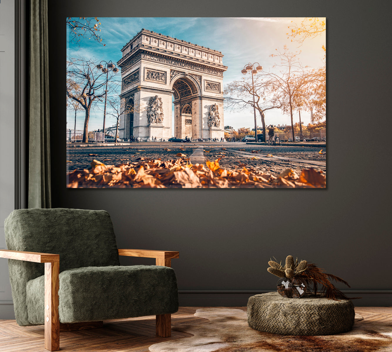 Arc De Triomphe Golden Autumn in Paris Canvas Print-Canvas Print-CetArt-1 Panel-24x16 inches-CetArt