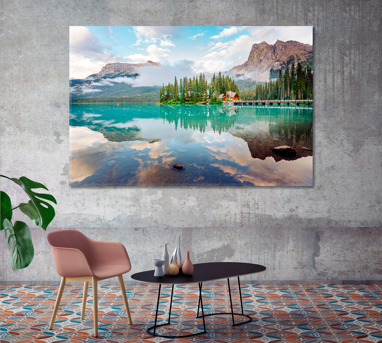 Amazing Emerald Lake in Yoho National Park Canvas Print-Canvas Print-CetArt-1 Panel-24x16 inches-CetArt