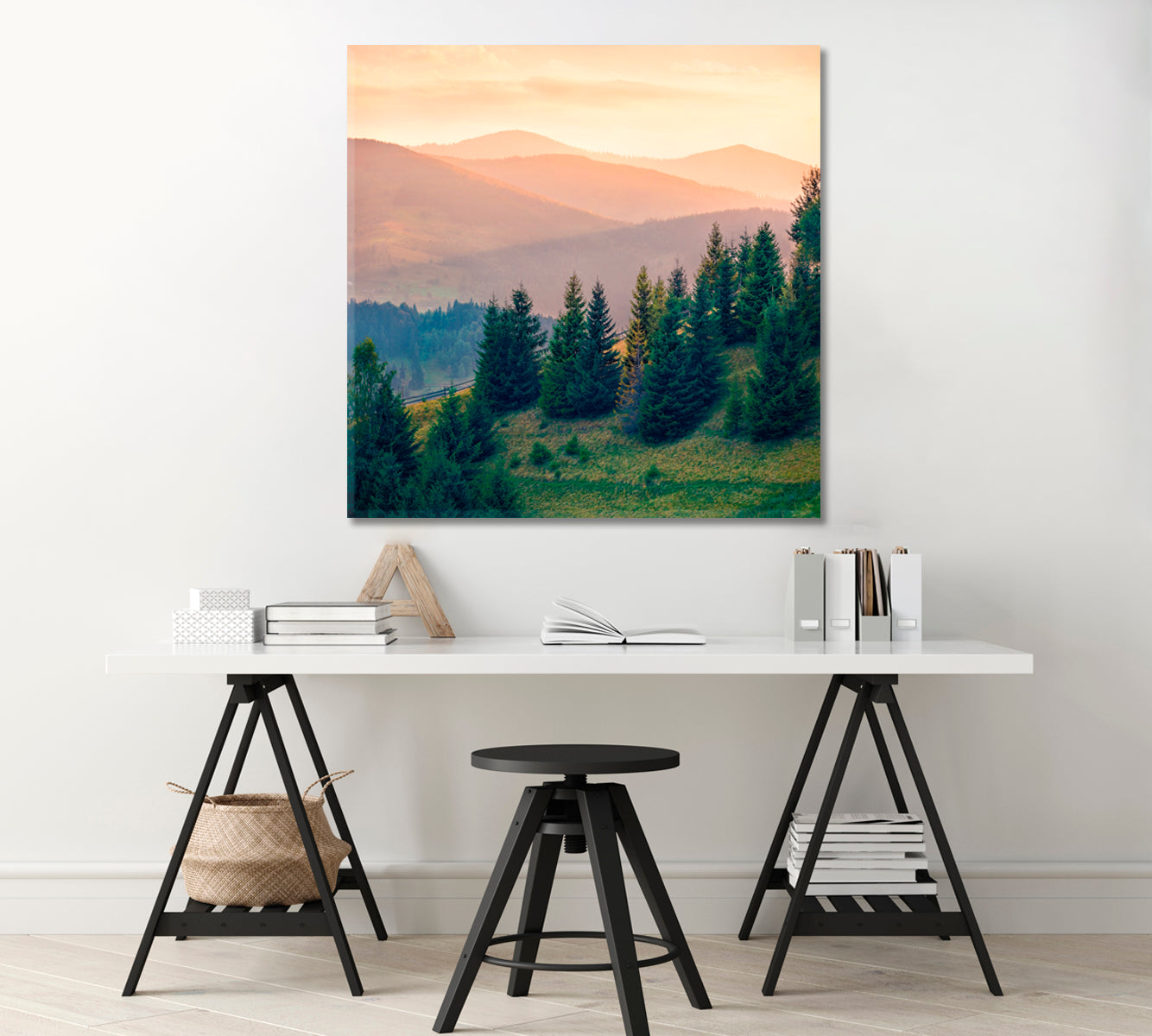 Summer Landscape Carpathian Mountains Ukraine Canvas Print-Canvas Print-CetArt-1 panel-12x12 inches-CetArt