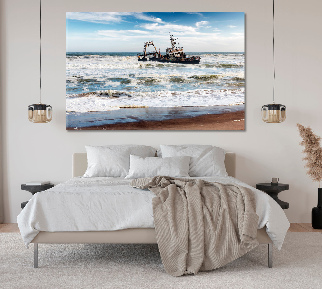 Shipwreck on Skeleton Coast in Atlantic Ocean Canvas Print-Canvas Print-CetArt-1 Panel-24x16 inches-CetArt