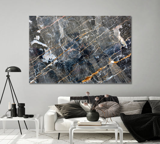 Natural Marble with White and Gold Pattern Canvas Print-Canvas Print-CetArt-1 Panel-24x16 inches-CetArt