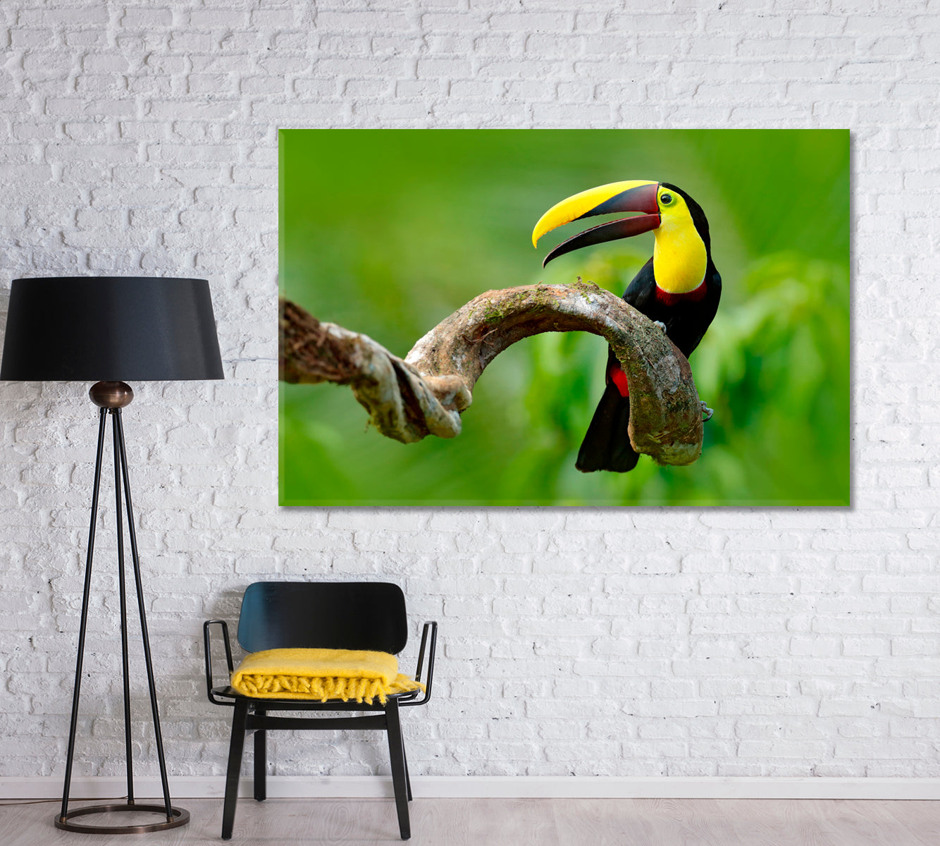 Toucan Bird Sitting on Branch Canvas Print-Canvas Print-CetArt-1 Panel-24x16 inches-CetArt