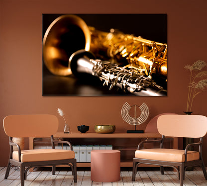 Saxophone and Clarinet Canvas Print-Canvas Print-CetArt-1 Panel-24x16 inches-CetArt