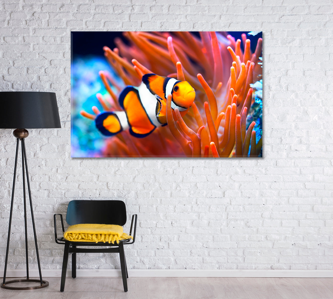 Bright Clownfish in Anemone Canvas Print-Canvas Print-CetArt-1 Panel-24x16 inches-CetArt
