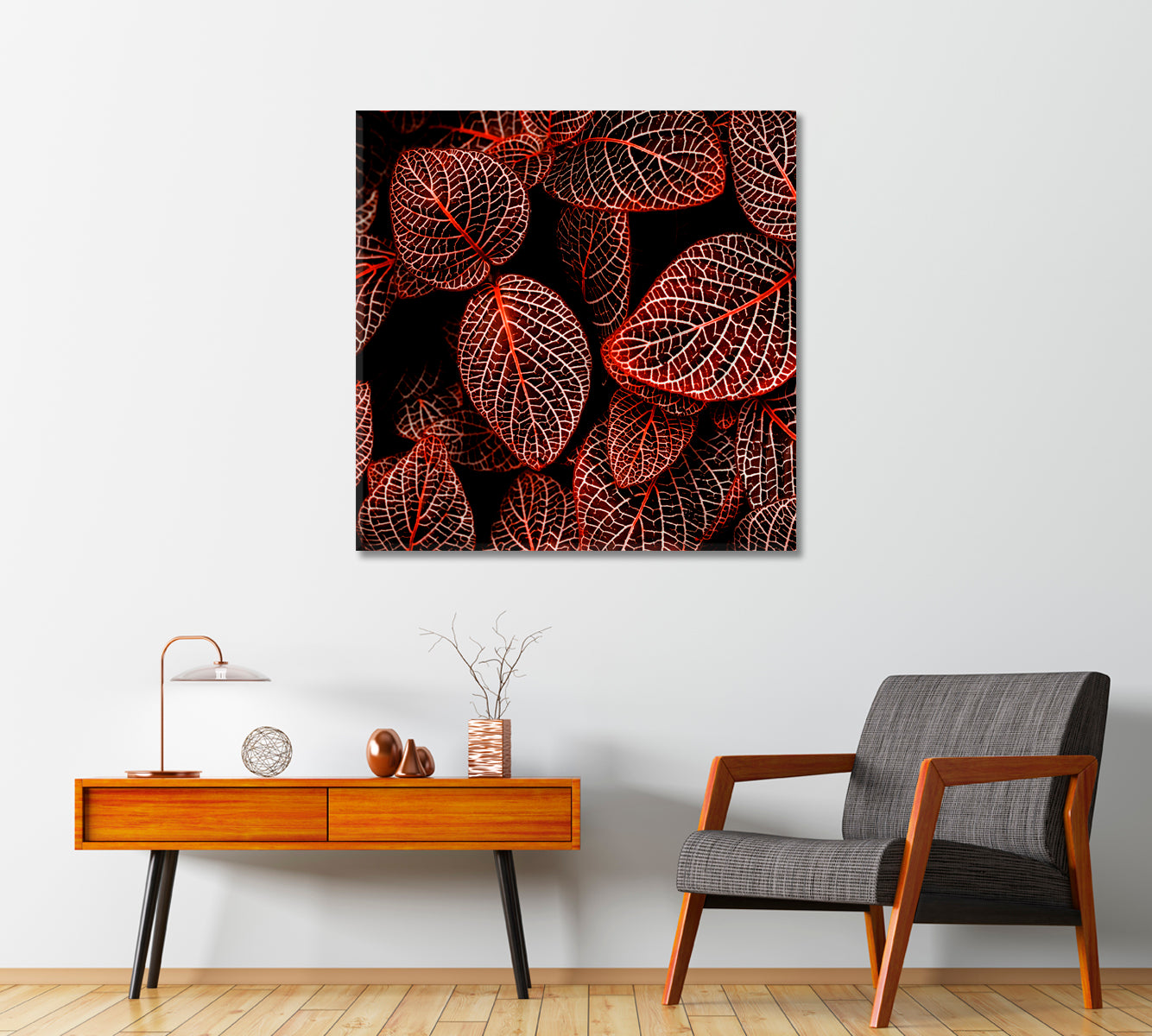 Tropical Red Leaves Canvas Print-Canvas Print-CetArt-1 panel-12x12 inches-CetArt