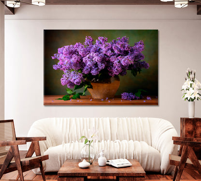 Still Life Violett Lilacs Flowers Canvas Print-Canvas Print-CetArt-1 Panel-24x16 inches-CetArt