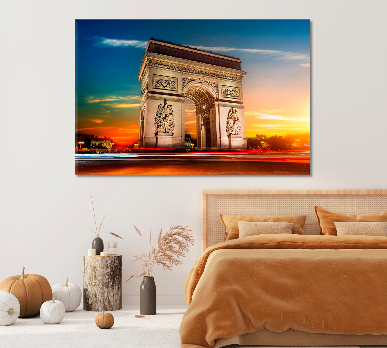 Arch of Triumph in Paris at Night Canvas Print-Canvas Print-CetArt-1 Panel-24x16 inches-CetArt