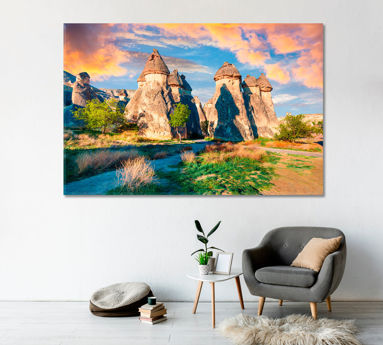 Valley of Magic Mushrooms Chavushin Cappadocia Canvas Print-Canvas Print-CetArt-1 Panel-24x16 inches-CetArt