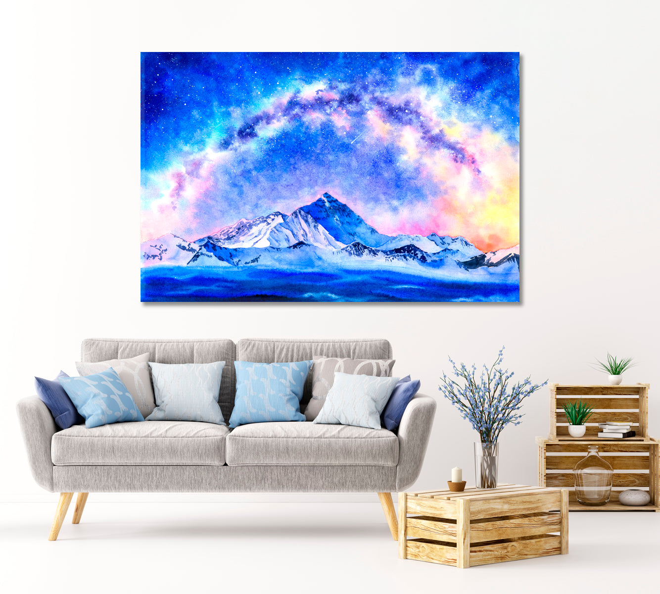 Mount Everest With Milky Way Canvas Print-Canvas Print-CetArt-1 Panel-24x16 inches-CetArt