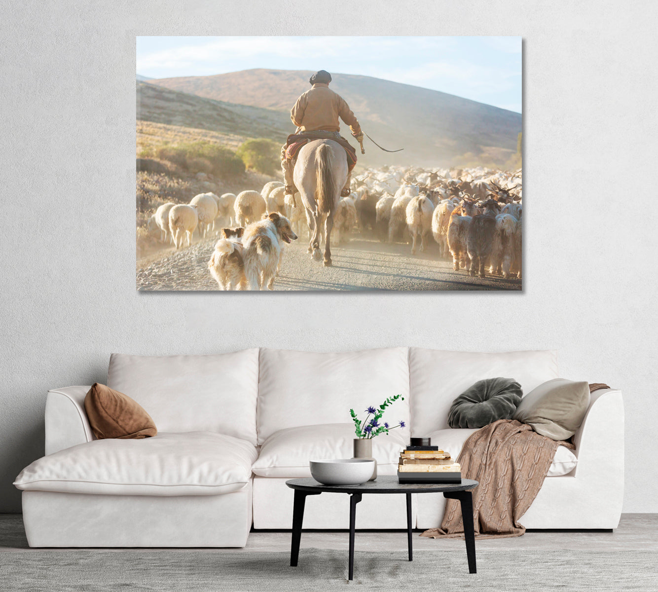 Gauchos Herding a Herd of Goats Canvas Print-Canvas Print-CetArt-1 Panel-24x16 inches-CetArt