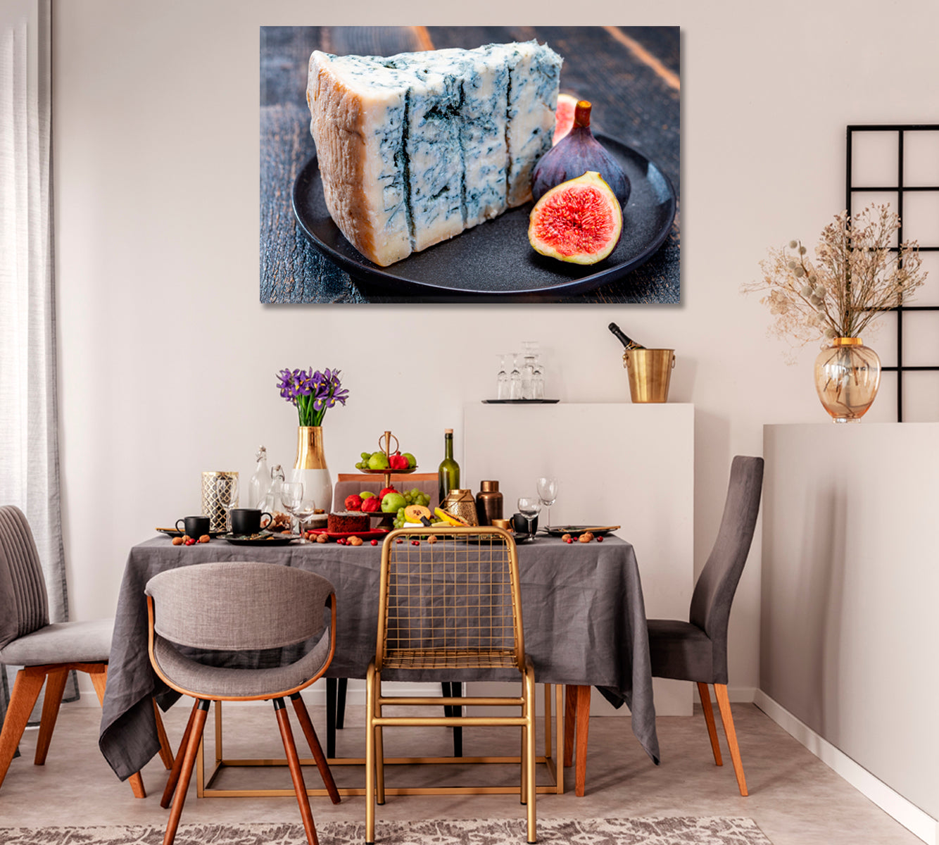 Gorgonzola Cheese and Figs Canvas Print-Canvas Print-CetArt-1 Panel-24x16 inches-CetArt