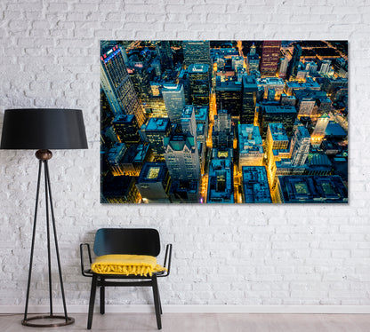 Aerial View of Chicago at Night Canvas Print-Canvas Print-CetArt-1 Panel-24x16 inches-CetArt